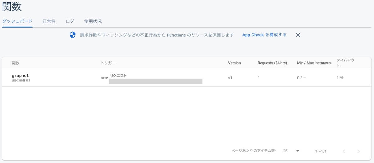 Functionsに関数が作成された