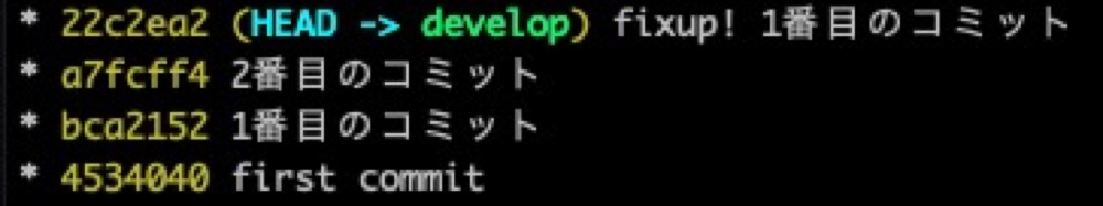 fixup!を付けたコミット