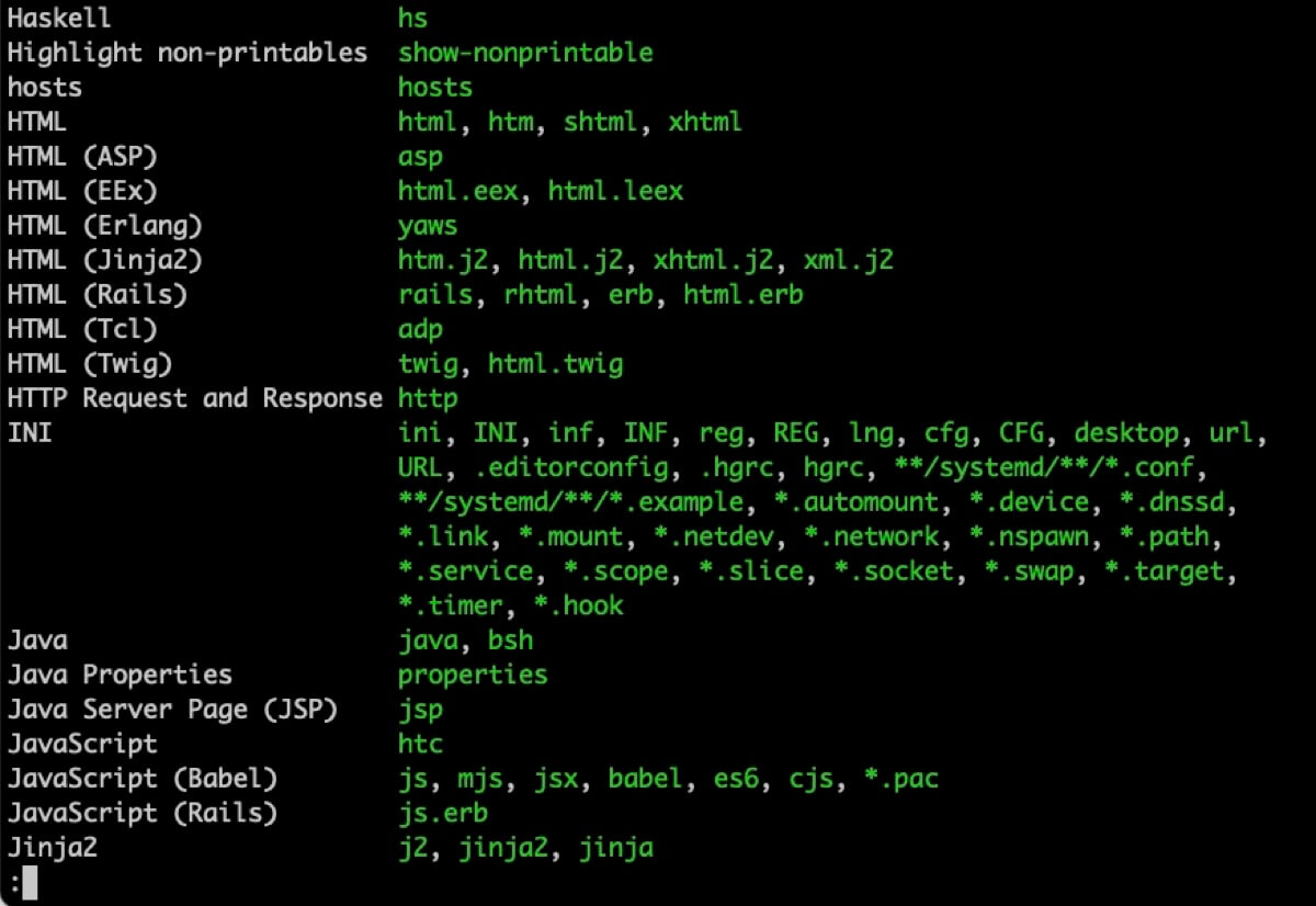 batの対応言語・拡張子の一部