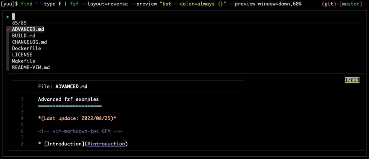 --preview-windowでdown.60%を指定した場合