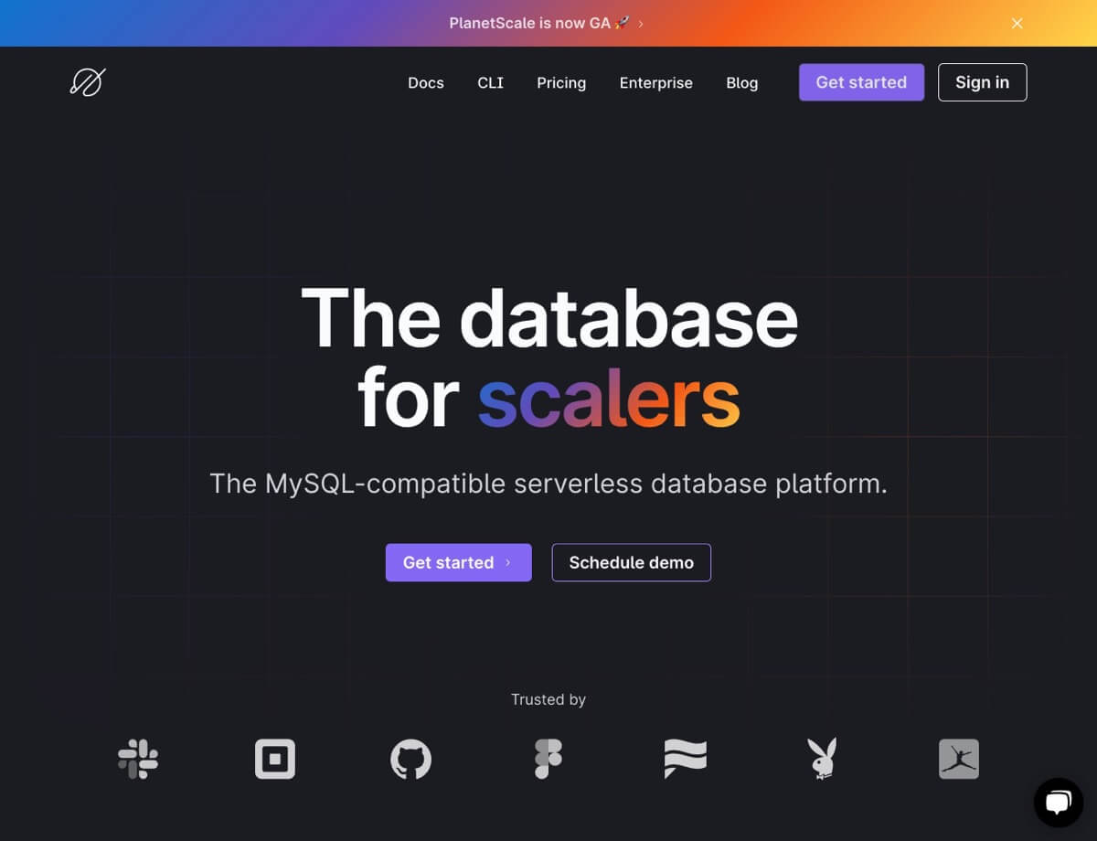 PlanetScaleのトップページ